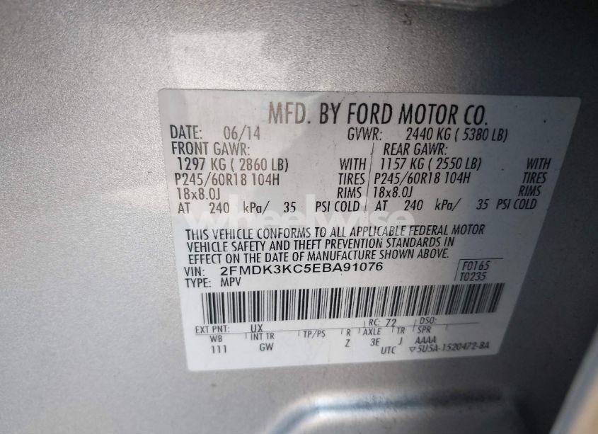 Photo 9 of 2014 Ford Edge LIMITED (VIN 2FMDK3KC5EBA91076)