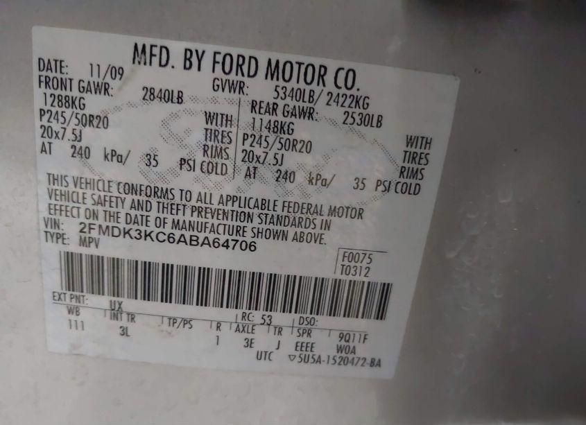 Photo 9 of 2010 Ford Edge LIMITED (VIN 2FMDK3KC6ABA64706)