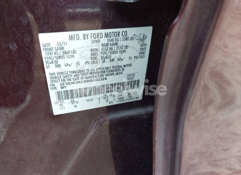 Photo 9 of 2011 Ford Edge LIMITED (VIN 2FMDK3KC6BBB02324)