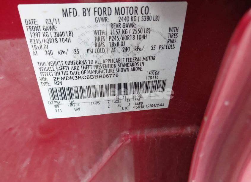 Photo 9 of 2011 Ford Edge LIMITED (VIN 2FMDK3KC6BBB06776)