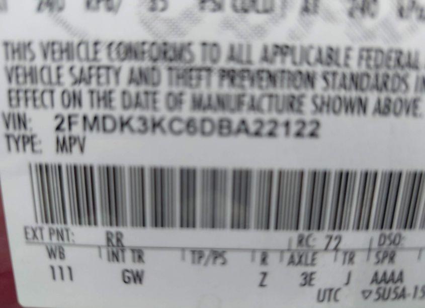 Photo 9 of 2013 Ford Edge LIMITED (VIN 2FMDK3KC6DBA22122)