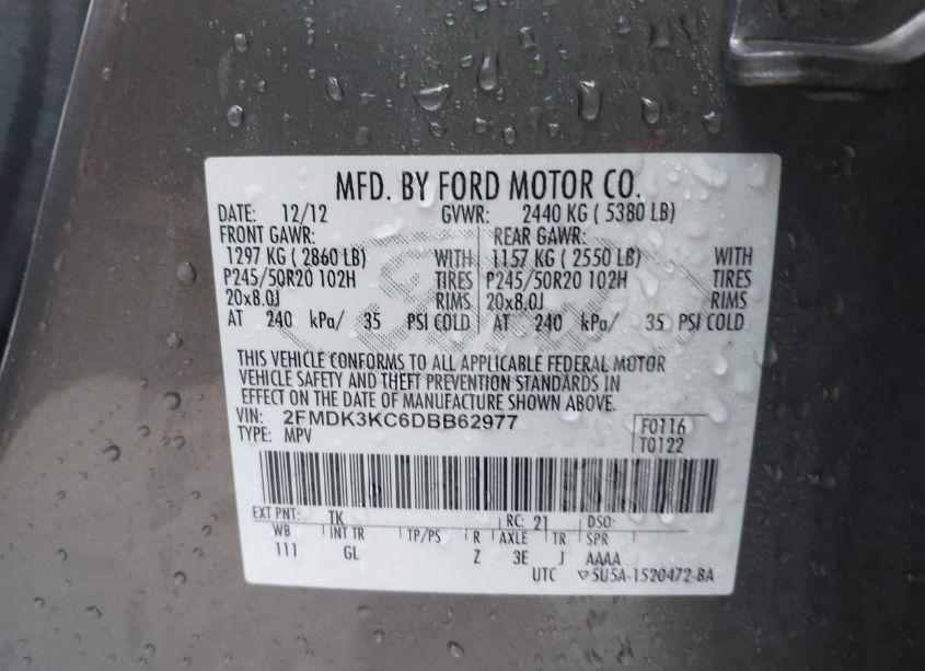 Photo 9 of 2013 Ford Edge LIMITED (VIN 2FMDK3KC6DBB62977)