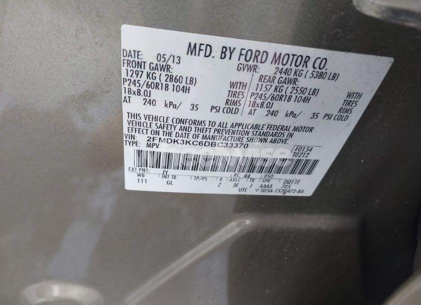 Photo 9 of 2013 Ford Edge LIMITED (VIN 2FMDK3KC6DBC33370)