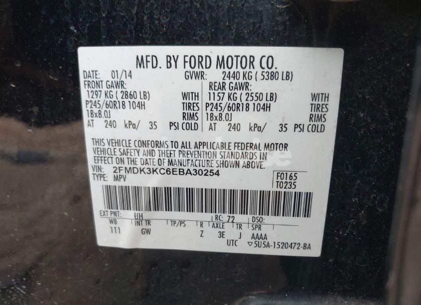 Photo 9 of 2014 Ford Edge LIMITED (VIN 2FMDK3KC6EBA30254)