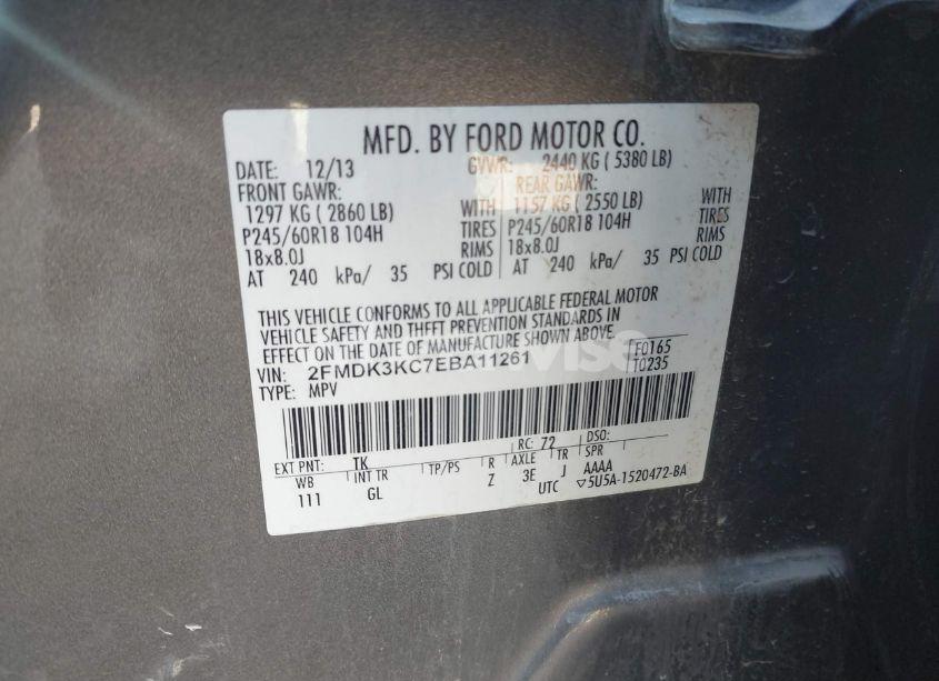 Photo 9 of 2014 Ford Edge LIMITED (VIN 2FMDK3KC7EBA11261)