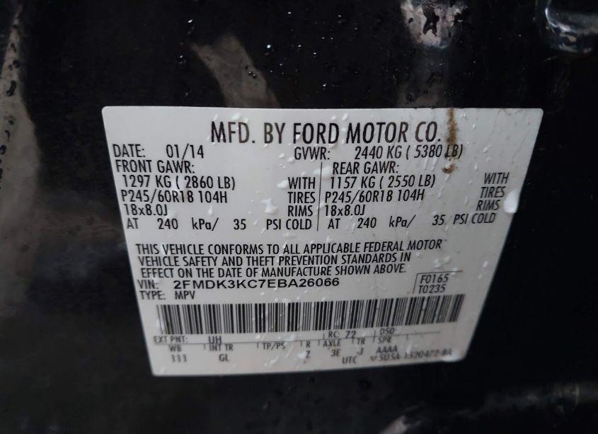 Photo 9 of 2014 Ford Edge LIMITED (VIN 2FMDK3KC7EBA26066)