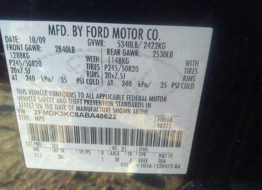 Photo 9 of 2010 Ford Edge LIMITED (VIN 2FMDK3KC8ABA48622)