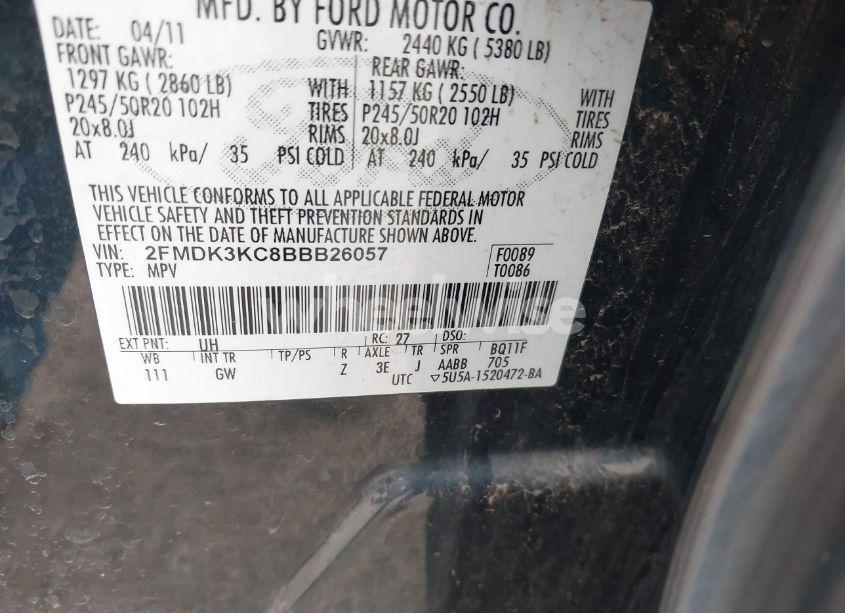 Photo 9 of 2011 Ford Edge LIMITED (VIN 2FMDK3KC8BBB26057)