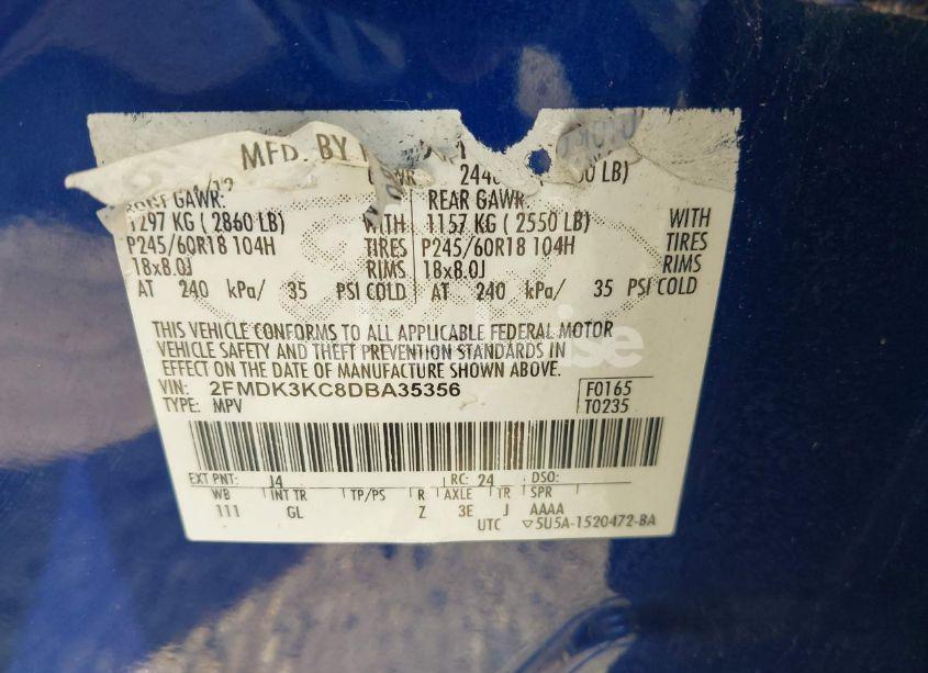 Photo 9 of 2013 Ford Edge LIMITED (VIN 2FMDK3KC8DBA35356)