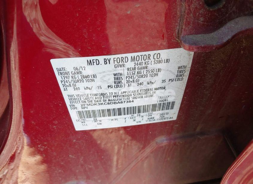 Photo 9 of 2013 Ford Edge LIMITED (VIN 2FMDK3KC8DBA67384)