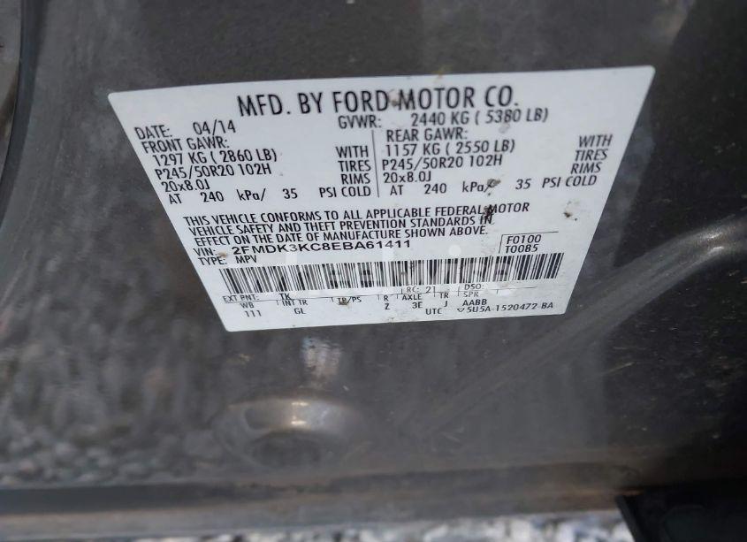 Photo 9 of 2014 Ford Edge LIMITED (VIN 2FMDK3KC8EBA61411)