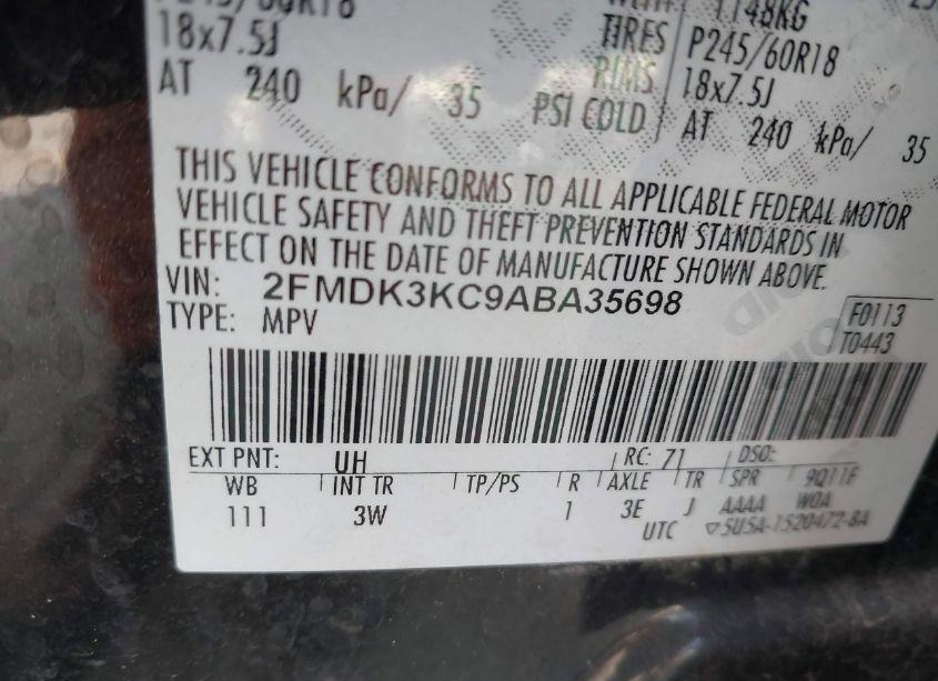 Photo 9 of 2010 Ford Edge LIMITED (VIN 2FMDK3KC9ABA35698)