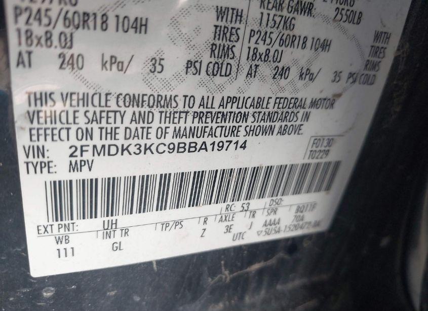 Photo 9 of 2011 Ford Edge LIMITED (VIN 2FMDK3KC9BBA19714)