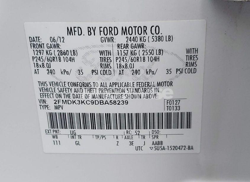 Photo 9 of 2013 Ford Edge LIMITED (VIN 2FMDK3KC9DBA58239)