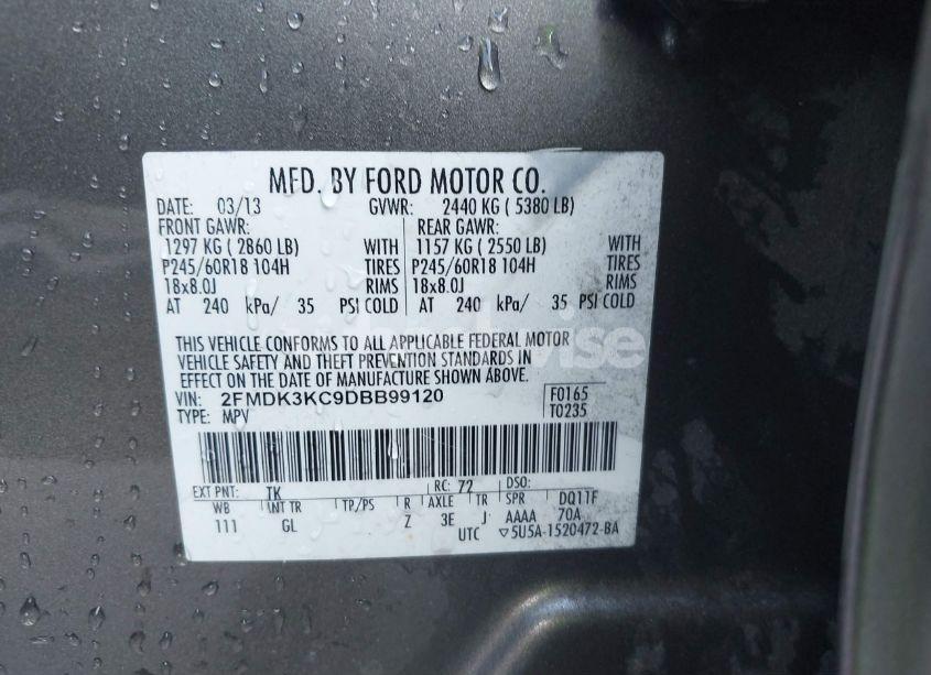 Photo 9 of 2013 Ford Edge LIMITED (VIN 2FMDK3KC9DBB99120)