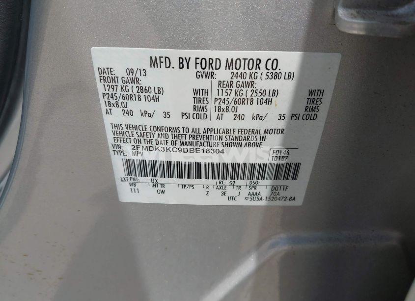 Photo 9 of 2013 Ford Edge LIMITED (VIN 2FMDK3KC9DBE18304)