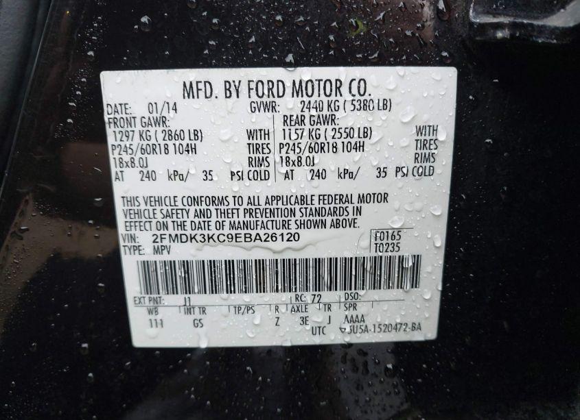 Photo 9 of 2014 Ford Edge LIMITED (VIN 2FMDK3KC9EBA26120)