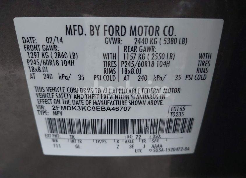 Photo 9 of 2014 Ford Edge LIMITED (VIN 2FMDK3KC9EBA46707)