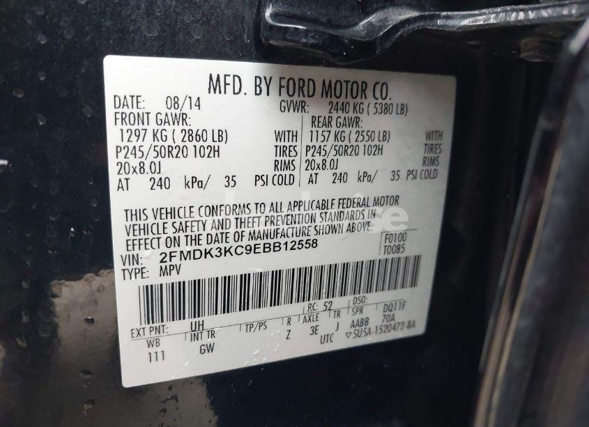 Photo 9 of 2014 Ford Edge LIMITED (VIN 2FMDK3KC9EBB12558)