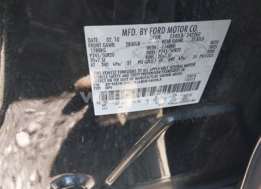 Photo 9 of 2010 Ford Edge LIMITED (VIN 2FMDK3KCXABB16063)