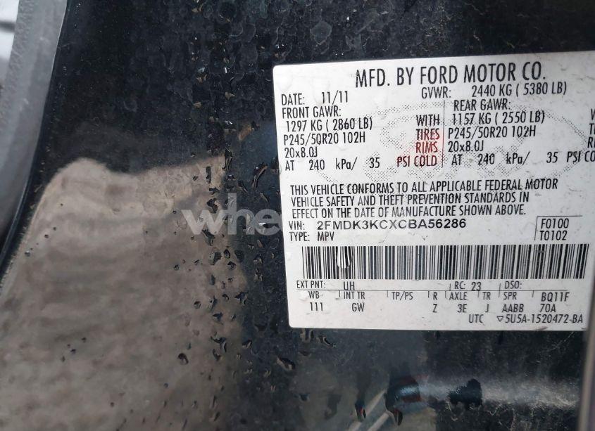 Photo 9 of 2012 Ford Edge LIMITED (VIN 2FMDK3KCXCBA56286)