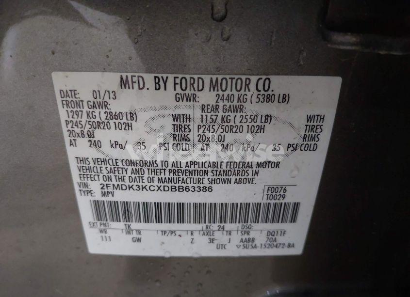 Photo 9 of 2013 Ford Edge LIMITED (VIN 2FMDK3KCXDBB63386)