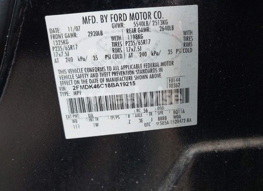 Photo 9 of 2008 Ford Edge SE (VIN 2FMDK46C18BA19215)