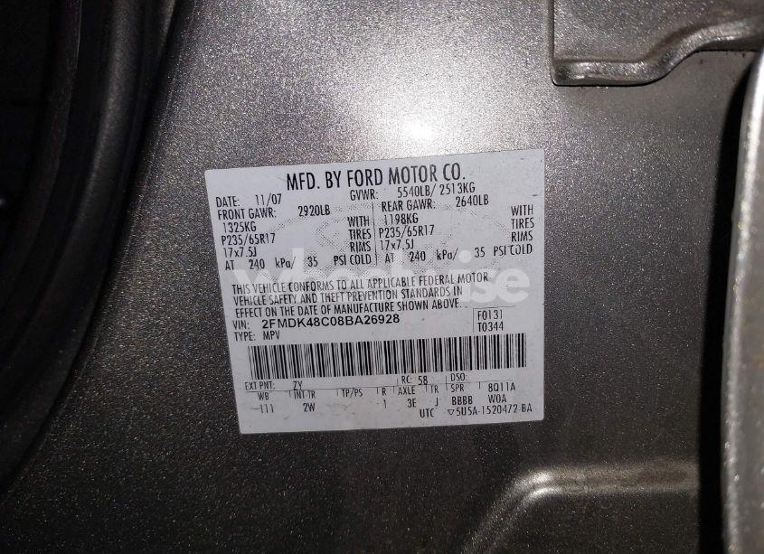 Photo 9 of 2008 Ford Edge SEL (VIN 2FMDK48C08BA26928)