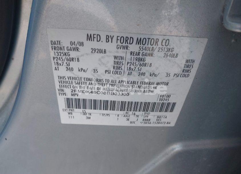 Photo 9 of 2008 Ford Edge SEL (VIN 2FMDK48C08BB03300)