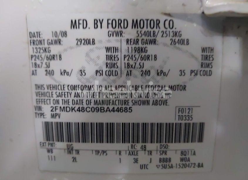 Photo 9 of 2009 Ford Edge SEL (VIN 2FMDK48C09BA44685)