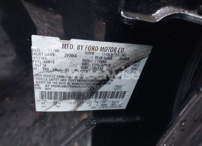 Photo 9 of 2009 Ford Edge SEL (VIN 2FMDK48C19BA53721)