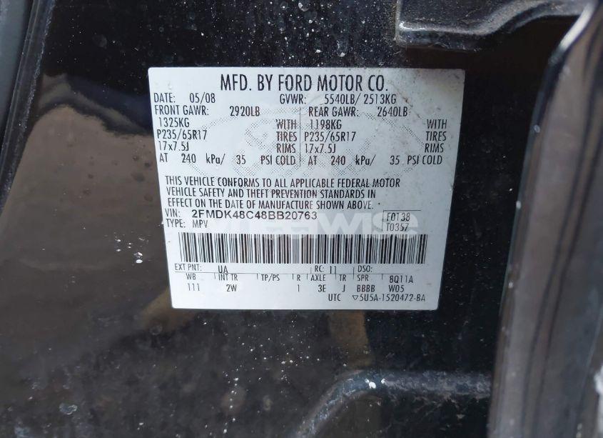 Photo 9 of 2008 Ford Edge SEL (VIN 2FMDK48C48BB20763)