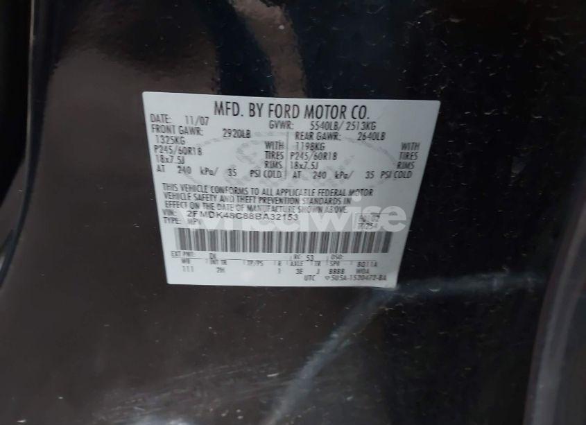 Photo 9 of 2008 Ford Edge SEL (VIN 2FMDK48C88BA32153)
