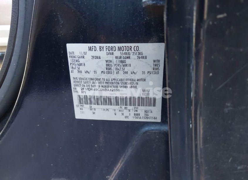 Photo 9 of 2008 Ford Edge LIMITED (VIN 2FMDK49C08BA12896)