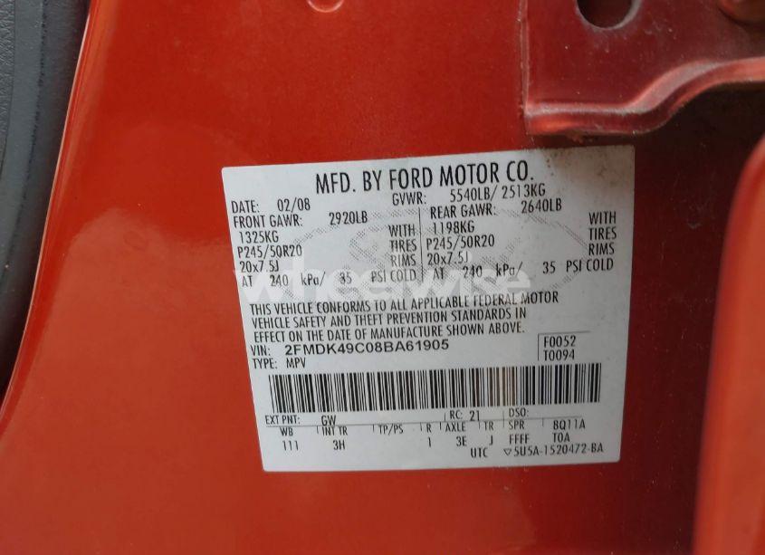 Photo 9 of 2008 Ford Edge LIMITED (VIN 2FMDK49C08BA61905)