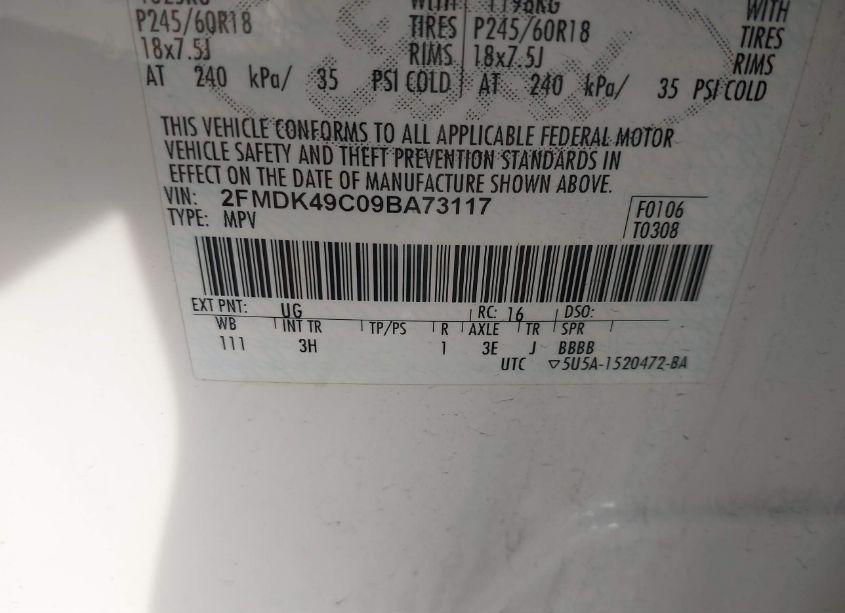 Photo 9 of 2009 Ford Edge LIMITED (VIN 2FMDK49C09BA73117)