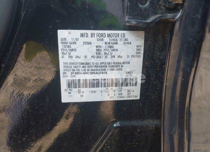 Photo 9 of 2008 Ford Edge LIMITED (VIN 2FMDK49C18BA37435)