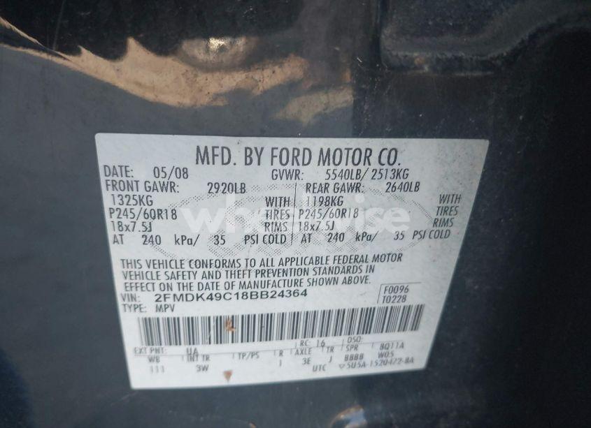 Photo 9 of 2008 Ford Edge LIMITED (VIN 2FMDK49C18BB24364)