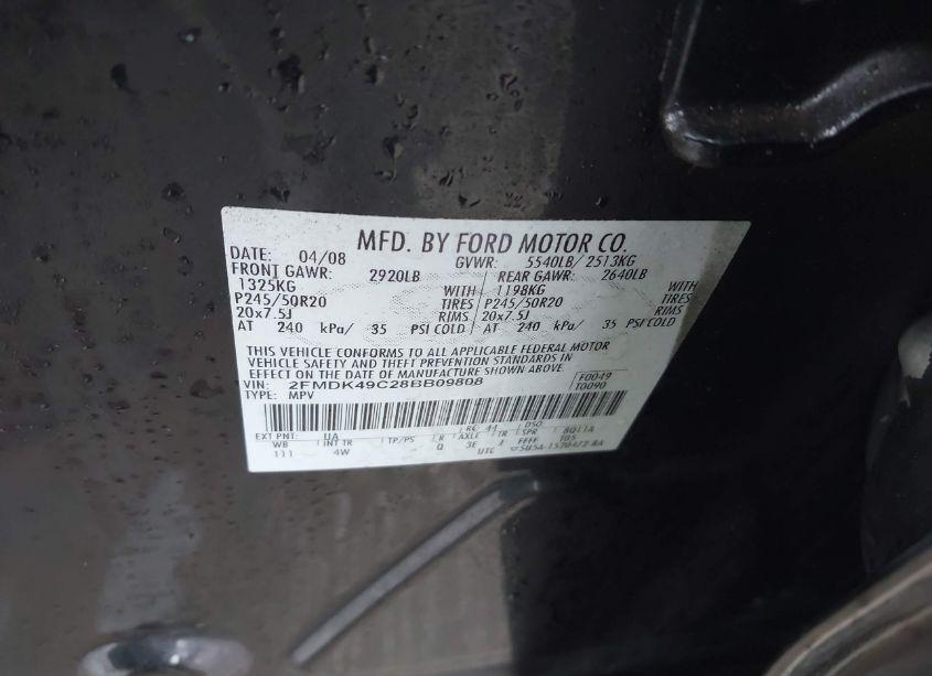 Photo 9 of 2008 Ford Edge LIMITED (VIN 2FMDK49C28BB09808)