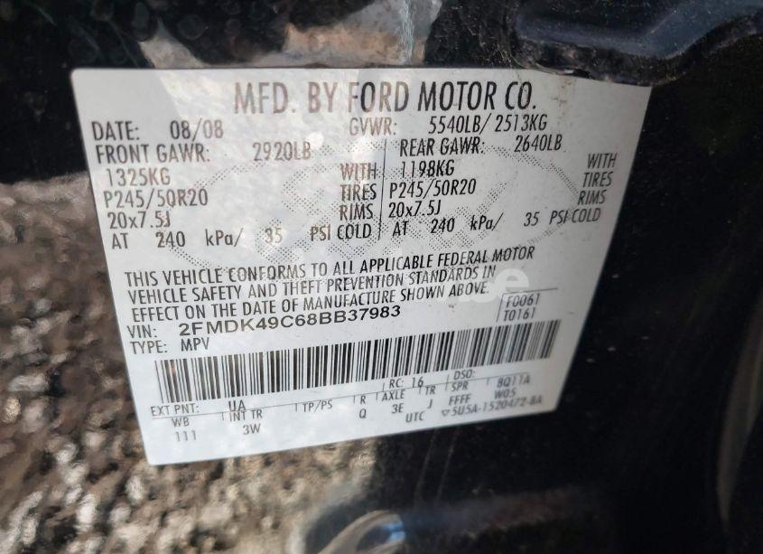 Photo 9 of 2008 Ford Edge LIMITED (VIN 2FMDK49C68BB37983)