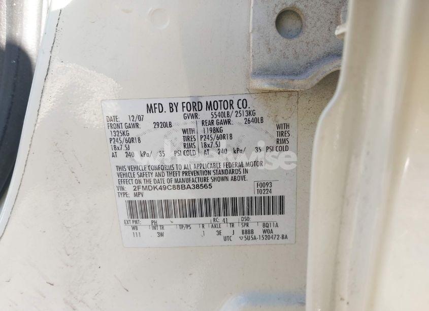 Photo 9 of 2008 Ford Edge LIMITED (VIN 2FMDK49C88BA38565)