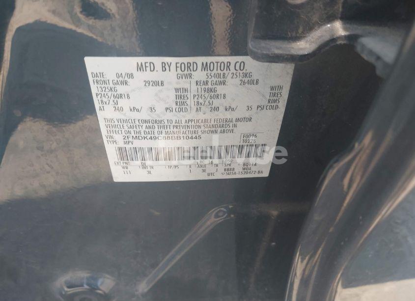 Photo 9 of 2008 Ford Edge LIMITED (VIN 2FMDK49C88BB10445)