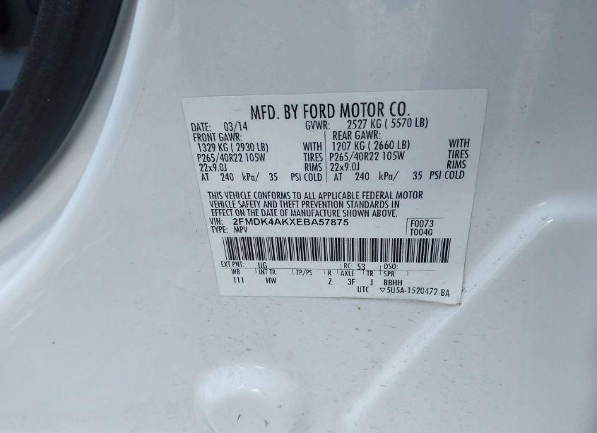 Photo 9 of 2014 Ford Edge SPORT (VIN 2FMDK4AKXEBA57875)