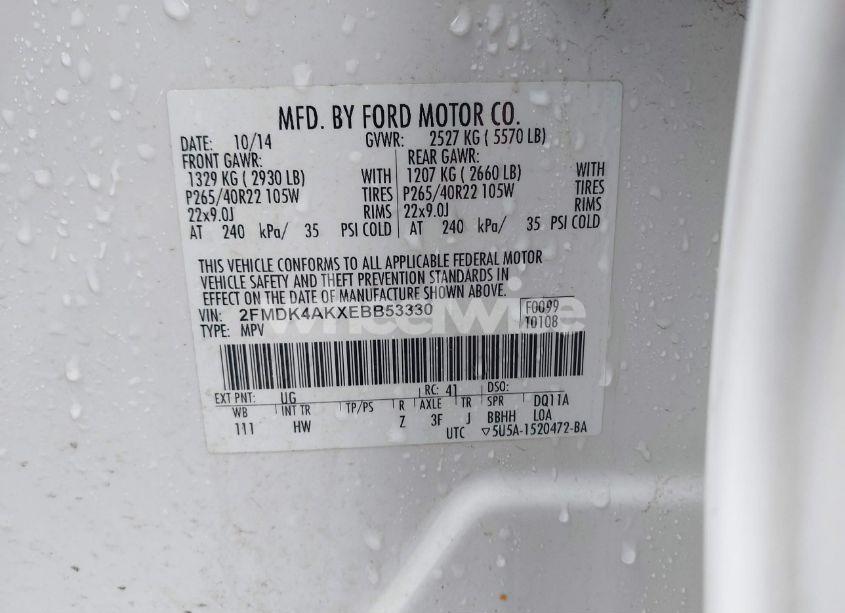 Photo 9 of 2014 Ford Edge SPORT (VIN 2FMDK4AKXEBB53330)