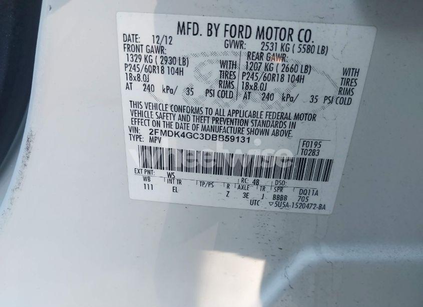 Photo 9 of 2013 Ford Edge SE (VIN 2FMDK4GC3DBB59131)