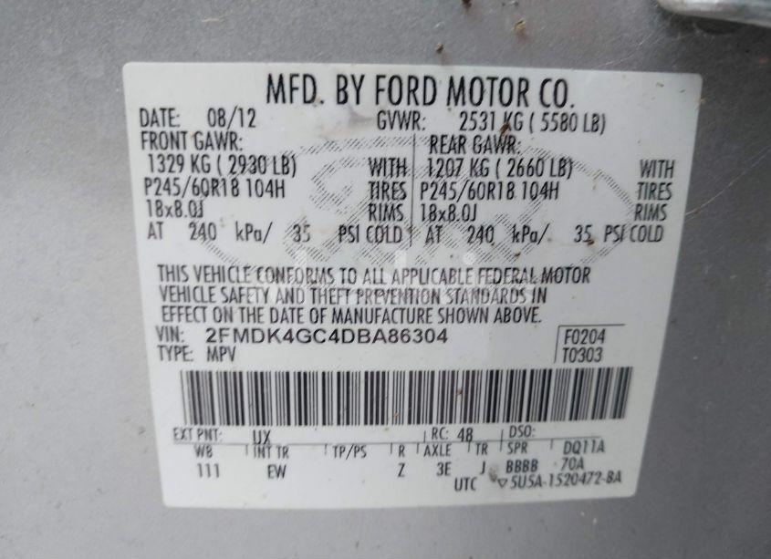 Photo 9 of 2013 Ford Edge SE (VIN 2FMDK4GC4DBA86304)