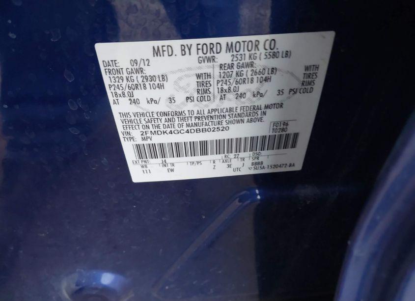Photo 9 of 2013 Ford Edge SE (VIN 2FMDK4GC4DBB02520)