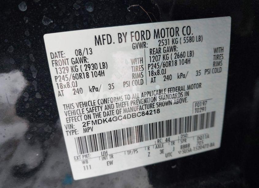 Photo 9 of 2013 Ford Edge SE (VIN 2FMDK4GC4DBC84218)