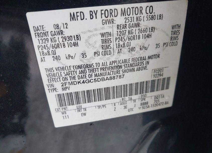 Photo 9 of 2013 Ford Edge SE (VIN 2FMDK4GC5DBA88787)