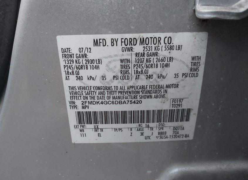 Photo 9 of 2013 Ford Edge SE (VIN 2FMDK4GC6DBA75420)